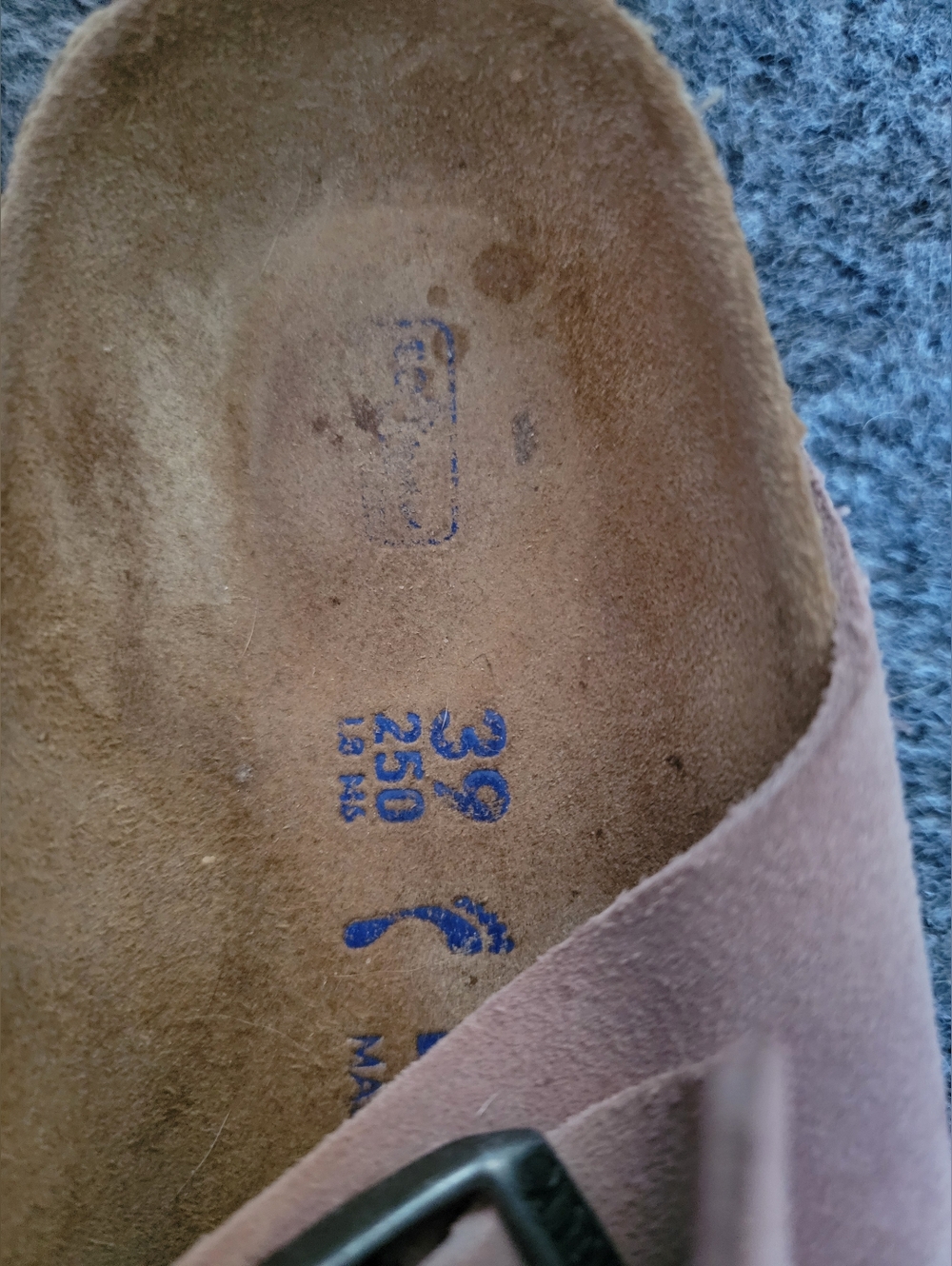 Birkenstock Double Strap Suede Sandals in Light Mauve - Picture 3 of 8